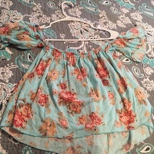 blue off shoulder top